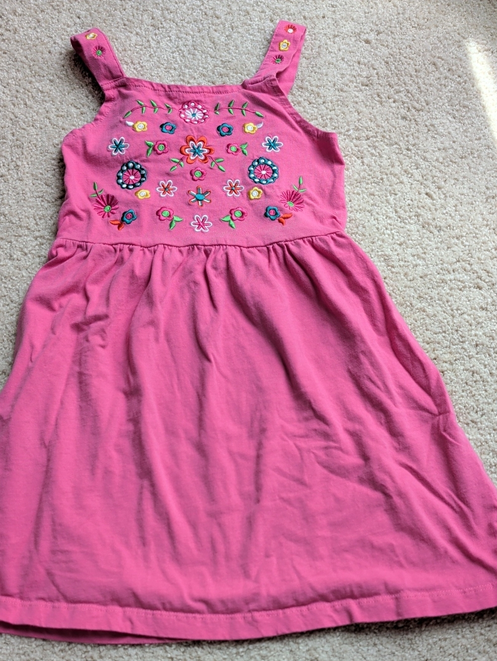 Girls Pink Embroidered Sundress